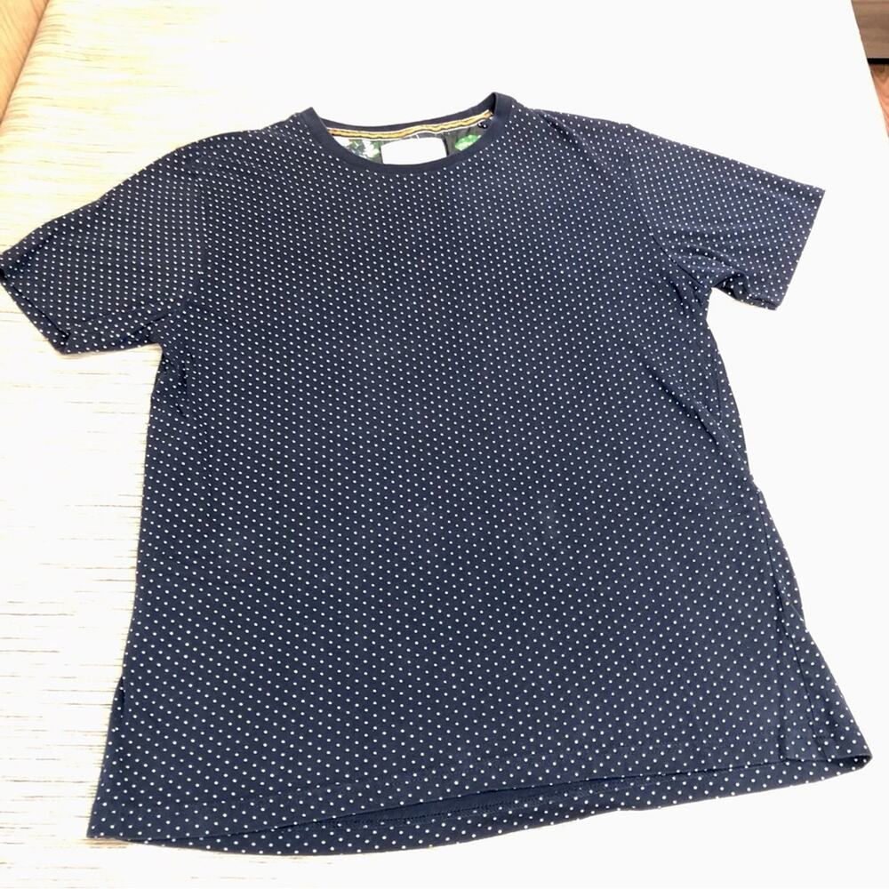 Men’s Denim & Flower Navy White Polka Dot Short Sleeve T Shirt - Picture 11 of 16